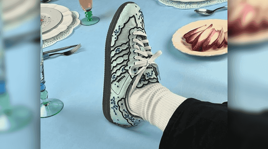 Hagel x Adidas Samba inspired by embroidery napkins