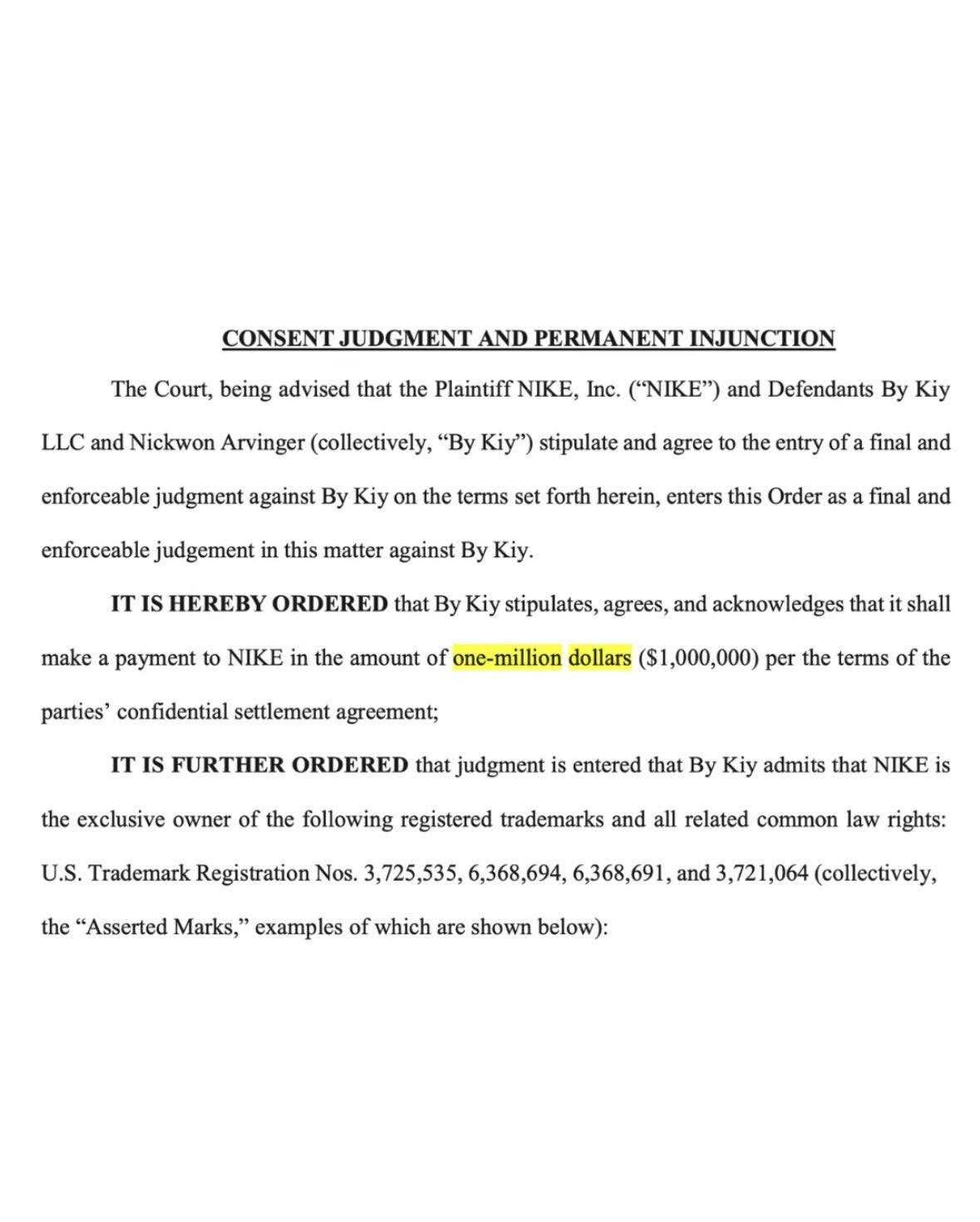 Nike vs. Air Kiy US District Court 